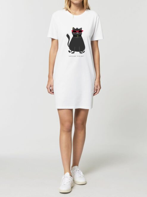 Rochie din bumbac organic Premium-Looking good, feline good
