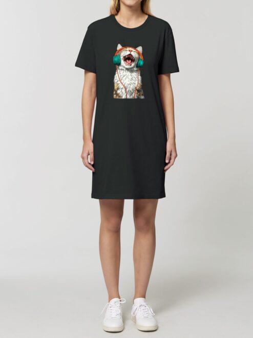 Rochie din bumbac organic Premium-Meow Vibes
