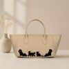 Geanta Premium din piele naturala-Cats in Black, pictata manual