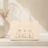 Geanta Premium din piele naturala-Purr No. 3, pictata manual