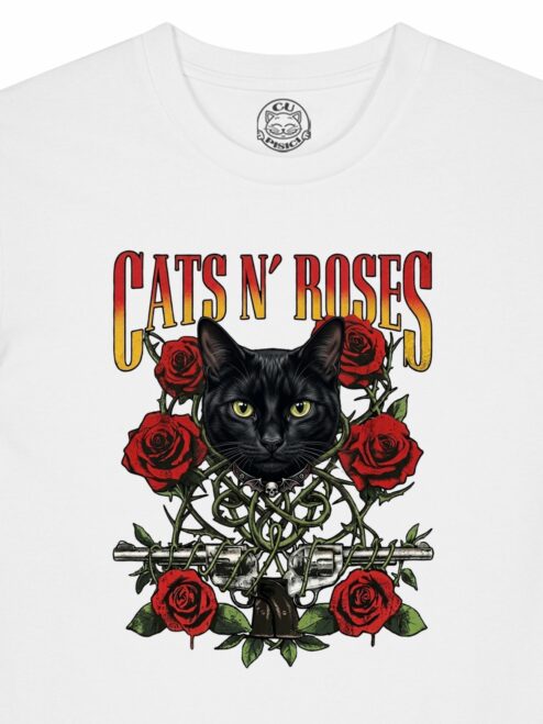 Tricou din bumbac organic Premium-Cats N' Roses