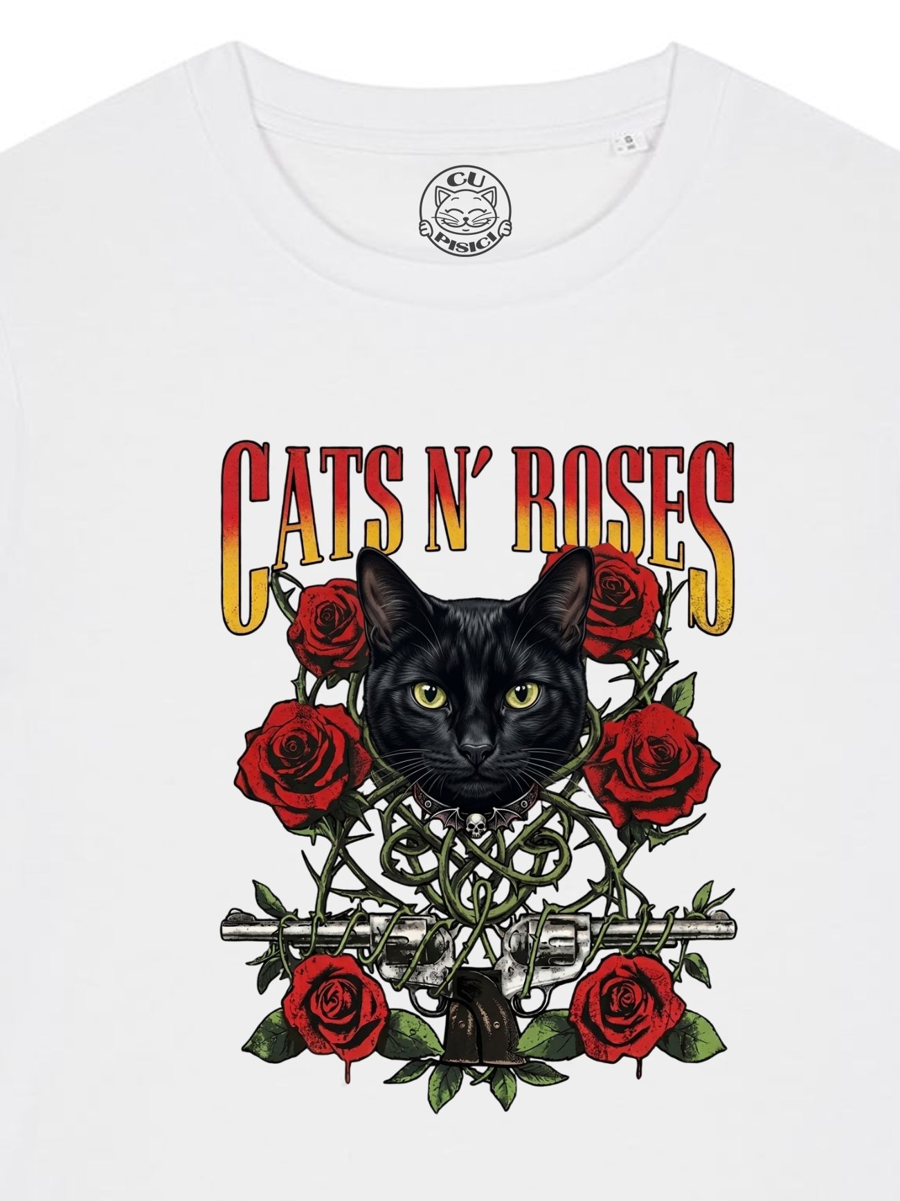 Tricou din bumbac organic Premium-Cats N' Roses
