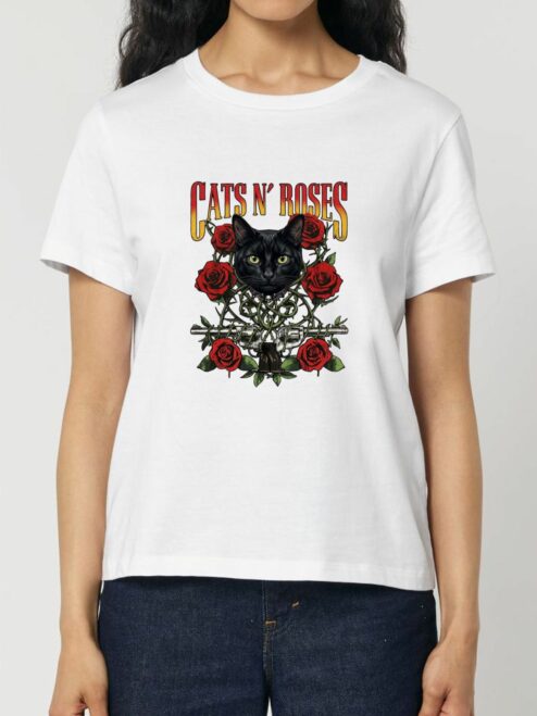 Tricou din bumbac organic Premium-Cats N' Roses