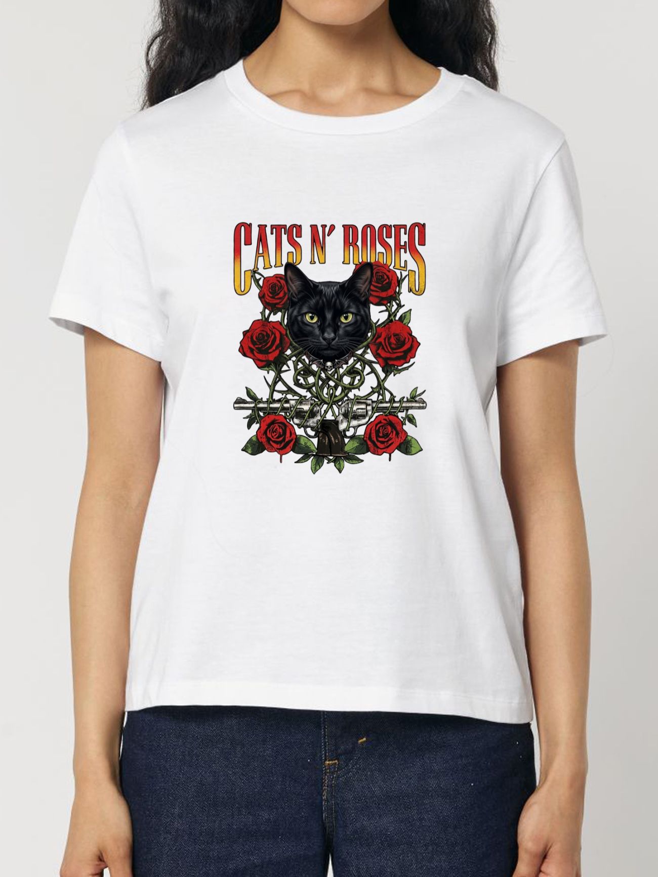 Tricou din bumbac organic Premium-Cats N' Roses