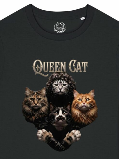 Tricou din bumbac organic Premium-Queen Cat, Femei