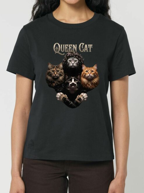 Tricou din bumbac organic Premium-Queen Cat, Femei