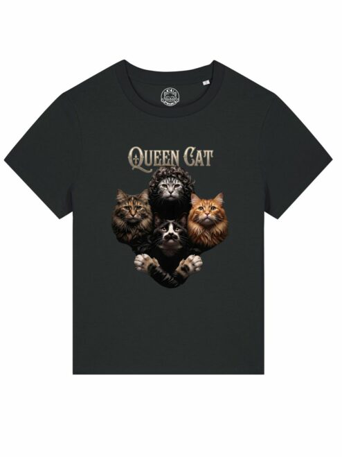 Tricou din bumbac organic Premium-Queen Cat, Femei