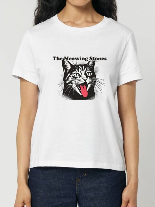 Tricou din bumbac organic Premium-The Meowing Stones, Femei