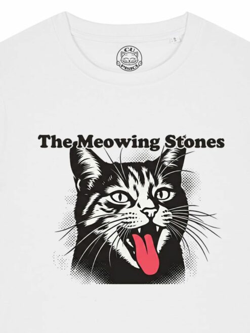 Tricou din bumbac organic Premium-The Meowing Stones, Femei