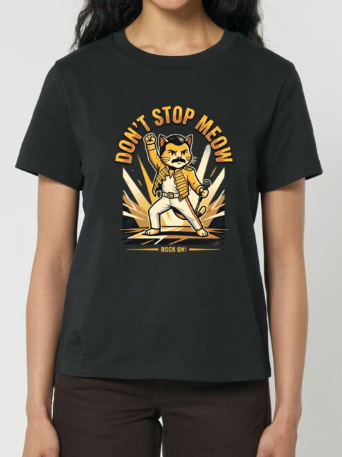 Tricou din bumbac organic Premium-Don't Stop Meow, Femei