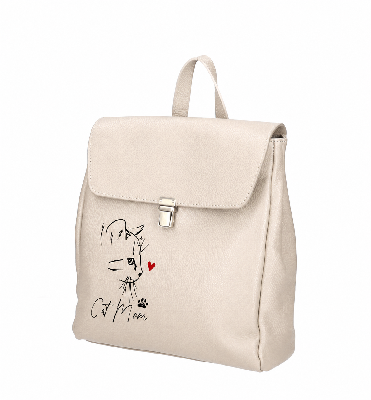 Rucsac Premium din piele naturala-Cat Mom Love, pictat manual