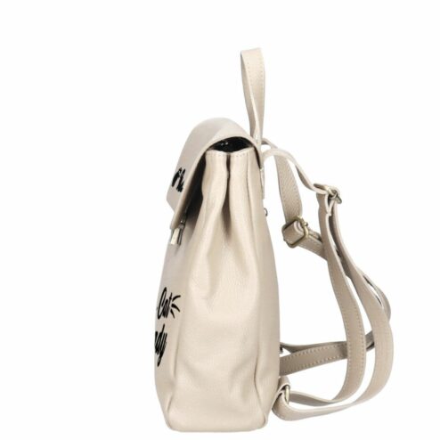 Rucsac Premium din piele naturala-Cat Lady, pictat manual