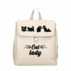 Rucsac Premium din piele naturala-Cat Lady, pictat manual