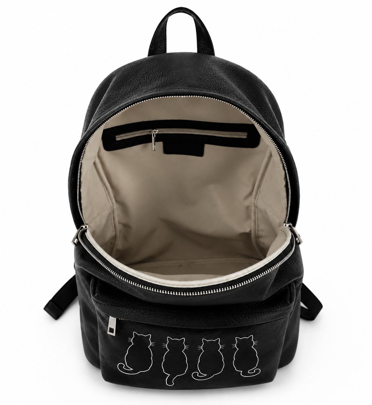 Rucsac Premium din piele naturala-Cat Noir, pictat manual