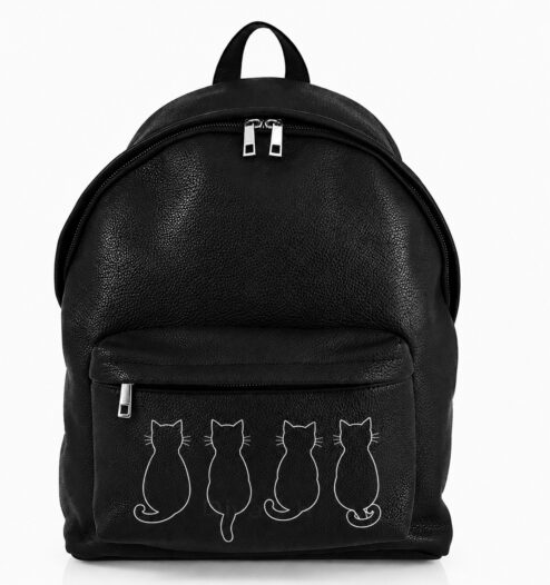 Rucsac Premium din piele naturala-Cat Noir, pictat manual