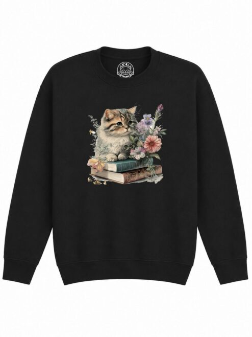 Bluza Printata Cats and Books – Copii, Unisex