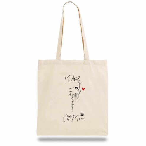 Geanta din bumbac-Cat Mom Love