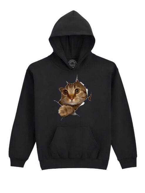 Hanorac Printat Curious Cat – Copii, Unisex