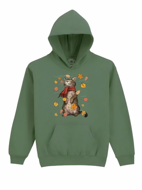 Hanorac Printat Autumn Cat – Copii, Unisex
