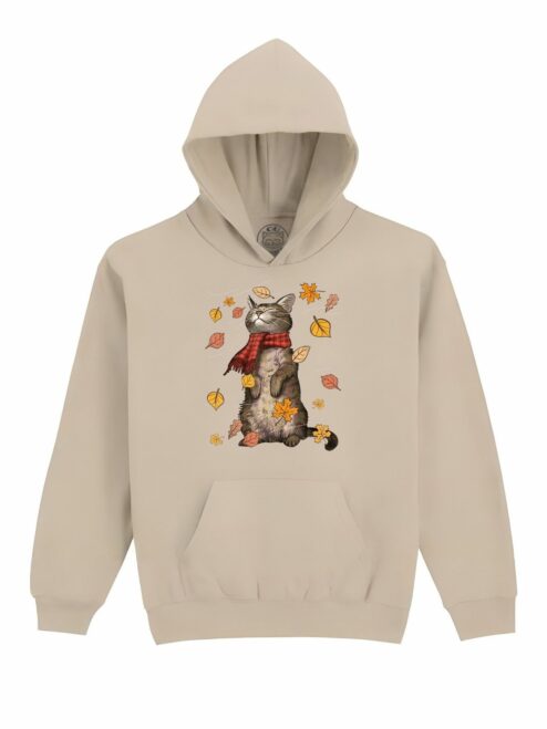 Hanorac Printat Autumn Cat – Copii, Unisex