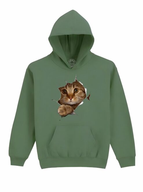 Hanorac Printat Curious Cat – Copii, Unisex