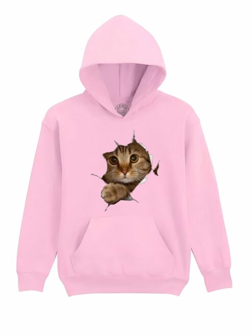 Hanorac Printat Curious Cat – Copii, Unisex