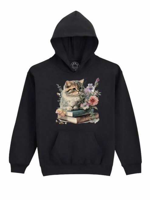 Hanorac Printat Cats and Books – Copii, Unisex