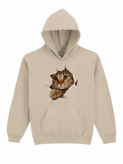 Hanorac Printat Curious Cat – Copii, Unisex