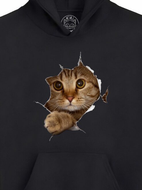 Hanorac Printat Curious Cat – Copii, Unisex
