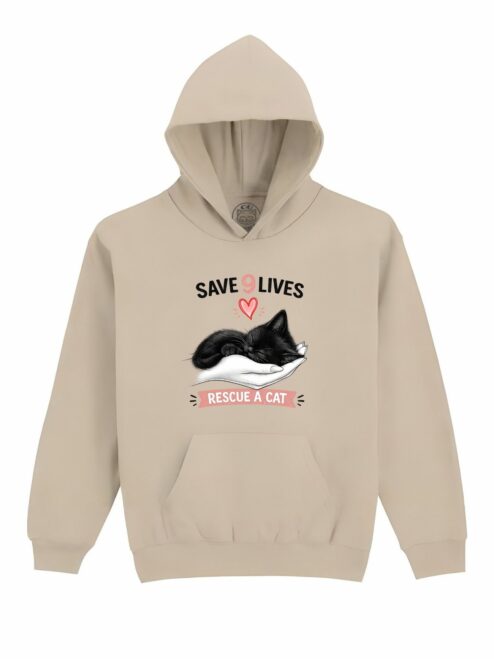 Hanorac Printat Zurli Cat – Save 9 Lives, Unisex