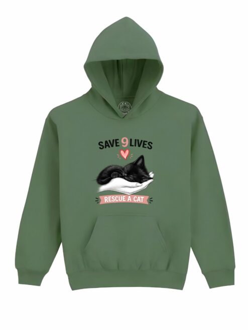 Hanorac Printat Zurli Cat – Save 9 Lives, Unisex