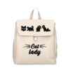 Rucsac Premium din piele naturala-Cat Lady, pictat manual