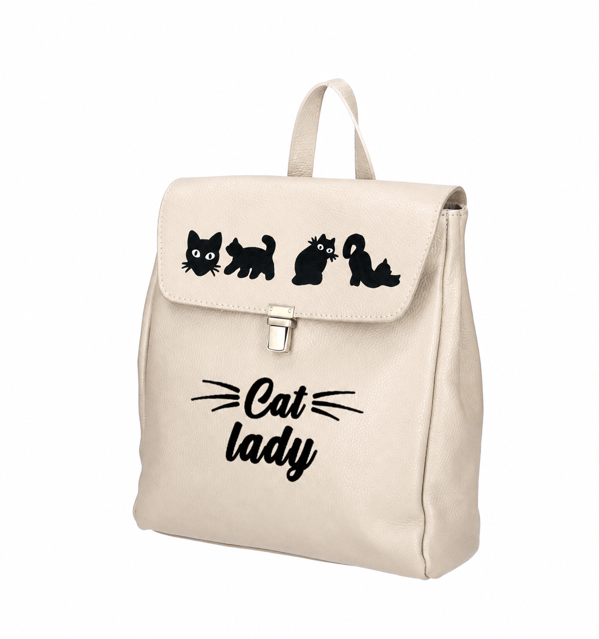 Rucsac Premium din piele naturala-Cat Lady, pictat manual