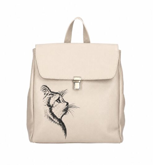 Rucsac Premium din piele naturala-Dreaming Cat, pictat manual