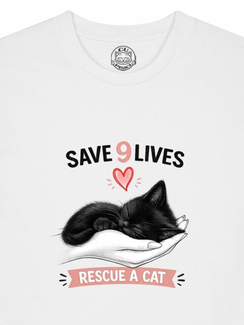 Tricou din bumbac organic Premium-Save 9 Lives, Barbati
