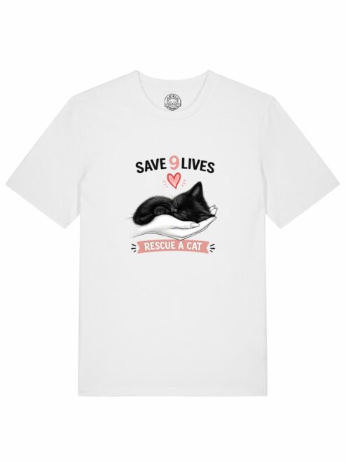 Tricou din bumbac organic Premium-Save 9 Lives, Barbati