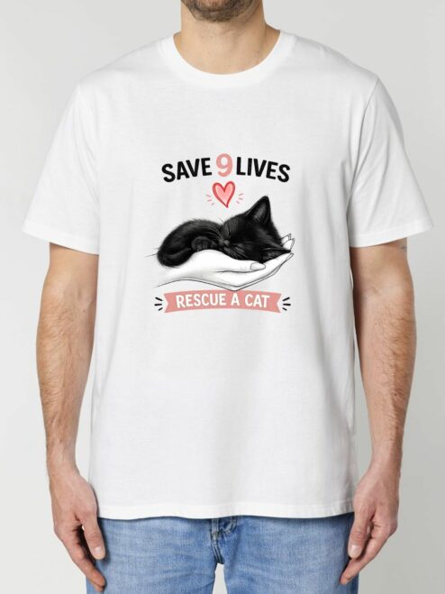 Tricou din bumbac organic Premium-Save 9 Lives, Barbati
