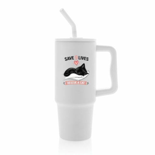 Cana termica premium cu pai-Save 9 Lives, Rescue a Cat