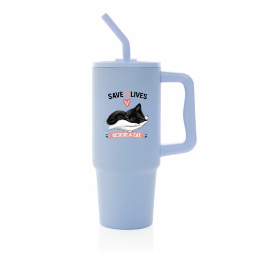 Cana termica premium cu pai-Save 9 Lives, Rescue a Cat