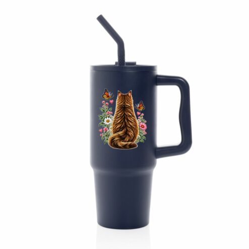 Cana termica premium cu pai-Secret Garden Cat