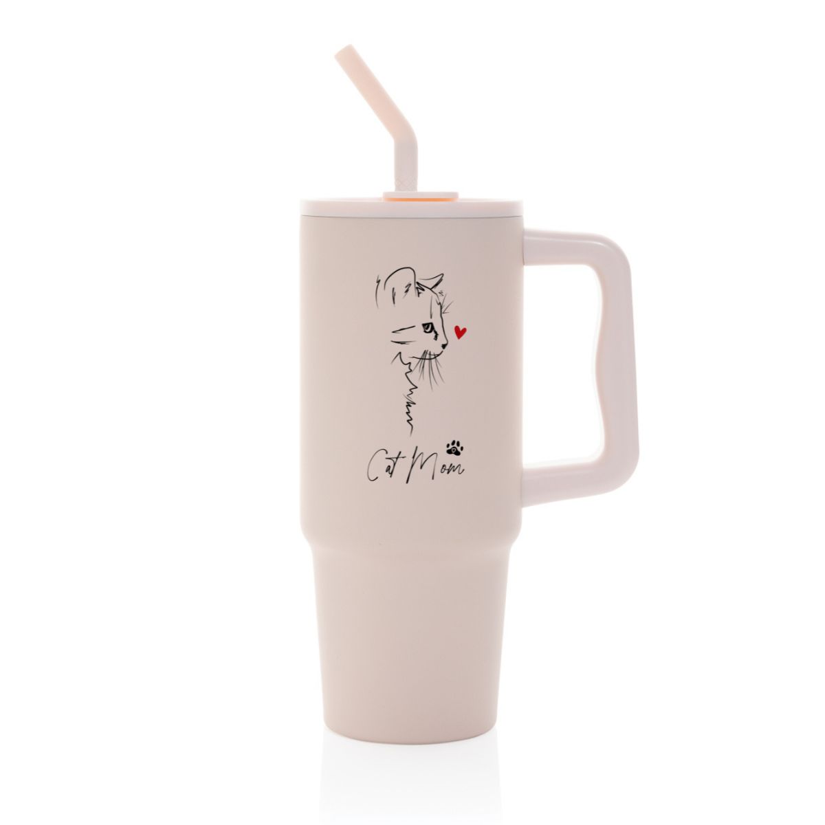 Cana termica premium cu pai-Cat Mom Love