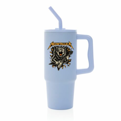 Cana termica premium cu pai-Meowtallica