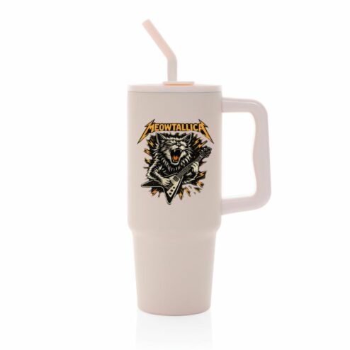 Cana termica premium cu pai-Meowtallica