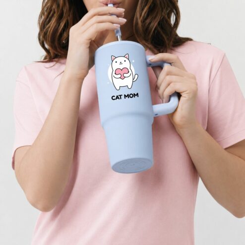 Cana termica premium cu pai-Cat Mom