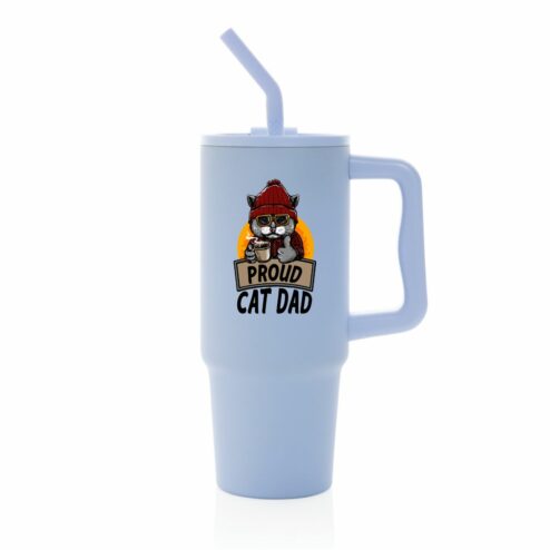 Cana termica premium cu pai-Best Cat Dad