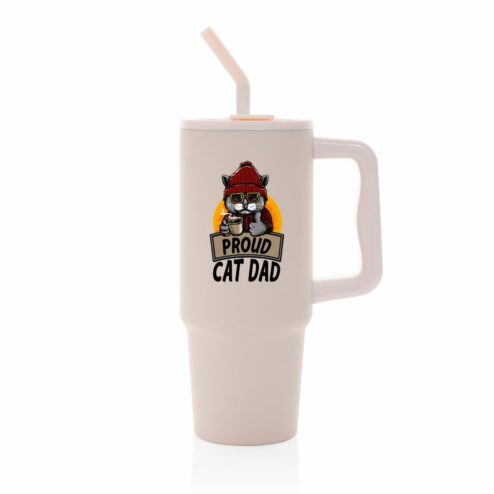 Cana termica premium cu pai-Best Cat Dad