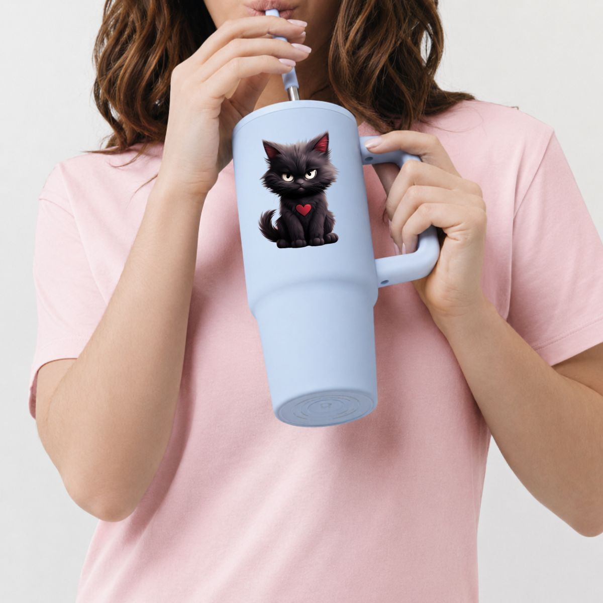 Cana termica premium cu pai-Grumpy Meowlentine