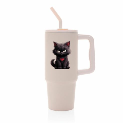 Cana termica premium cu pai-Grumpy Meowlentine