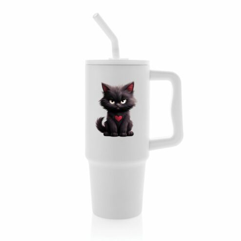 Cana termica premium cu pai-Grumpy Meowlentine