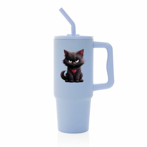 Cana termica premium cu pai-Grumpy Meowlentine